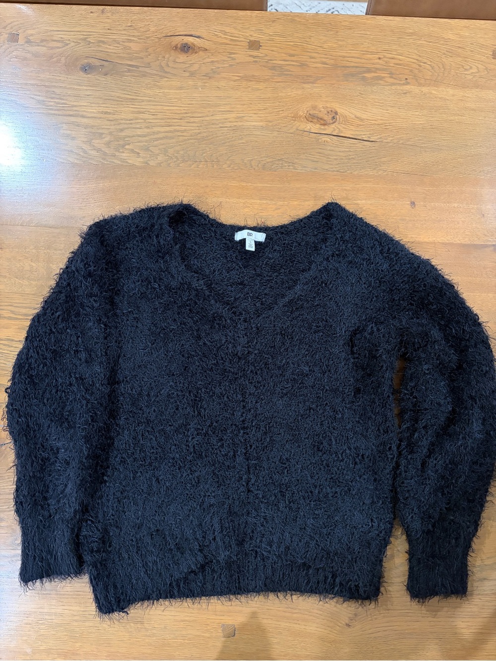 bp Black Fuzzy V-Neck Sweater